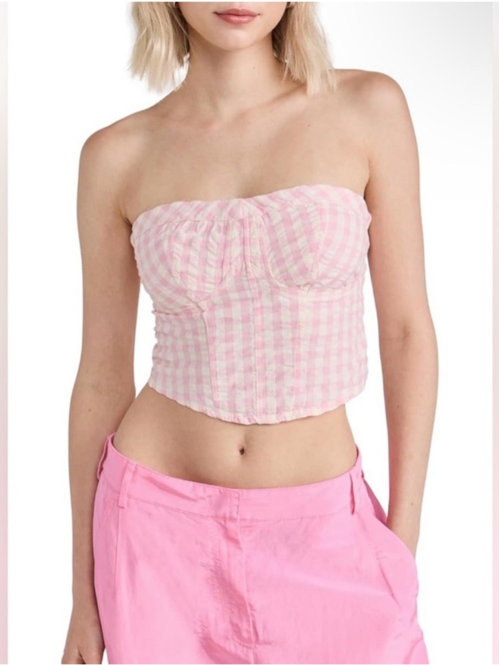 ⚡️Free People Leilani Gingham Strapless Bustier Crop Top